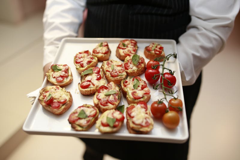 Burrata Bruschetta starter with creamy burrata and fresh tomatoes